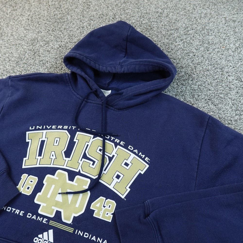Notre Dame Fighting Irish Sweatshirt Mens S Blue NCAA Football Adidas Hoodie Top